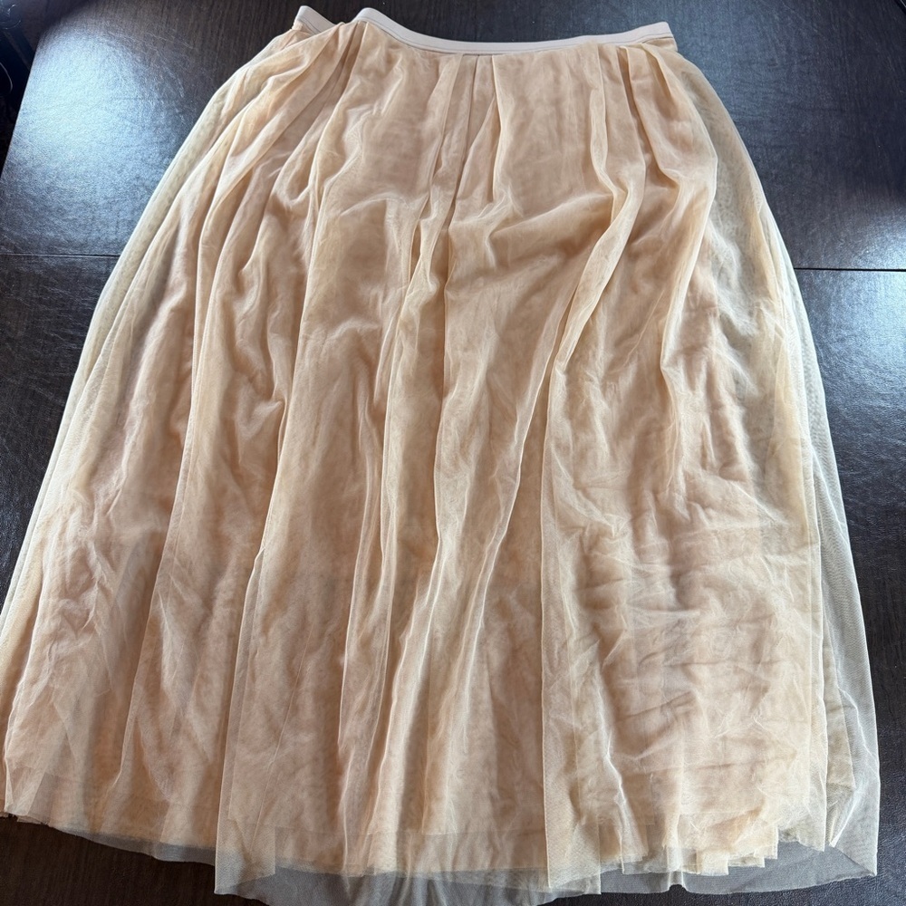 Peruvian Connection Peach Tulle A-Line Midi Skirt